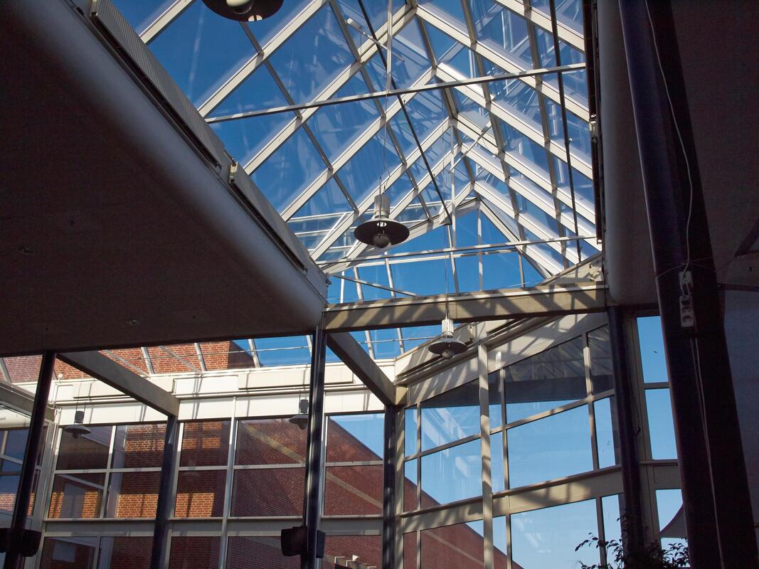 a commercial glass roof